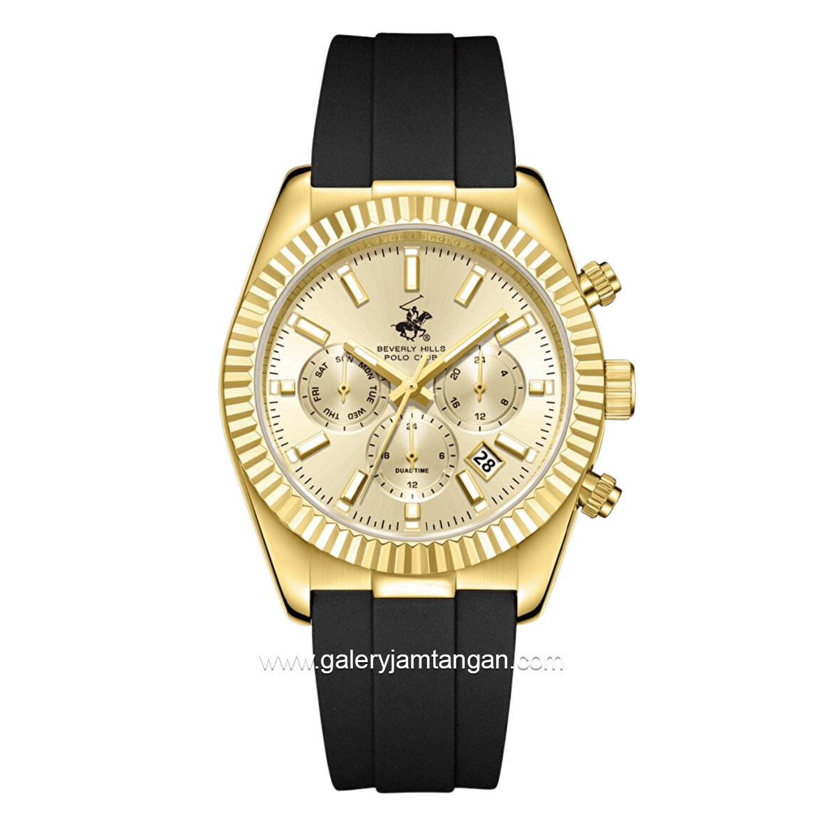 BEVERLY HILLS POLO CLUB BP3836X.111 Black Gold Silicone Strap