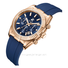 BEVERLY HILLS POLO CLUB BP3836X.499 Blue Rosegold Silicone Strap