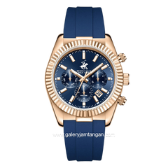 BEVERLY HILLS POLO CLUB BP3836X.499 Blue Rosegold Silicone Strap