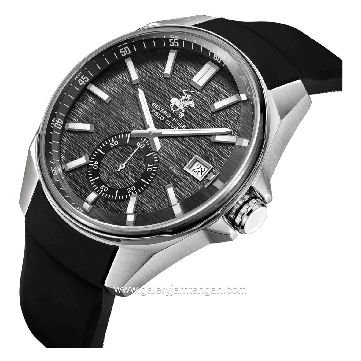 BEVERLY HILLS POLO CLUB BHPC BP3837X.361 Black Silver Silicone Strap