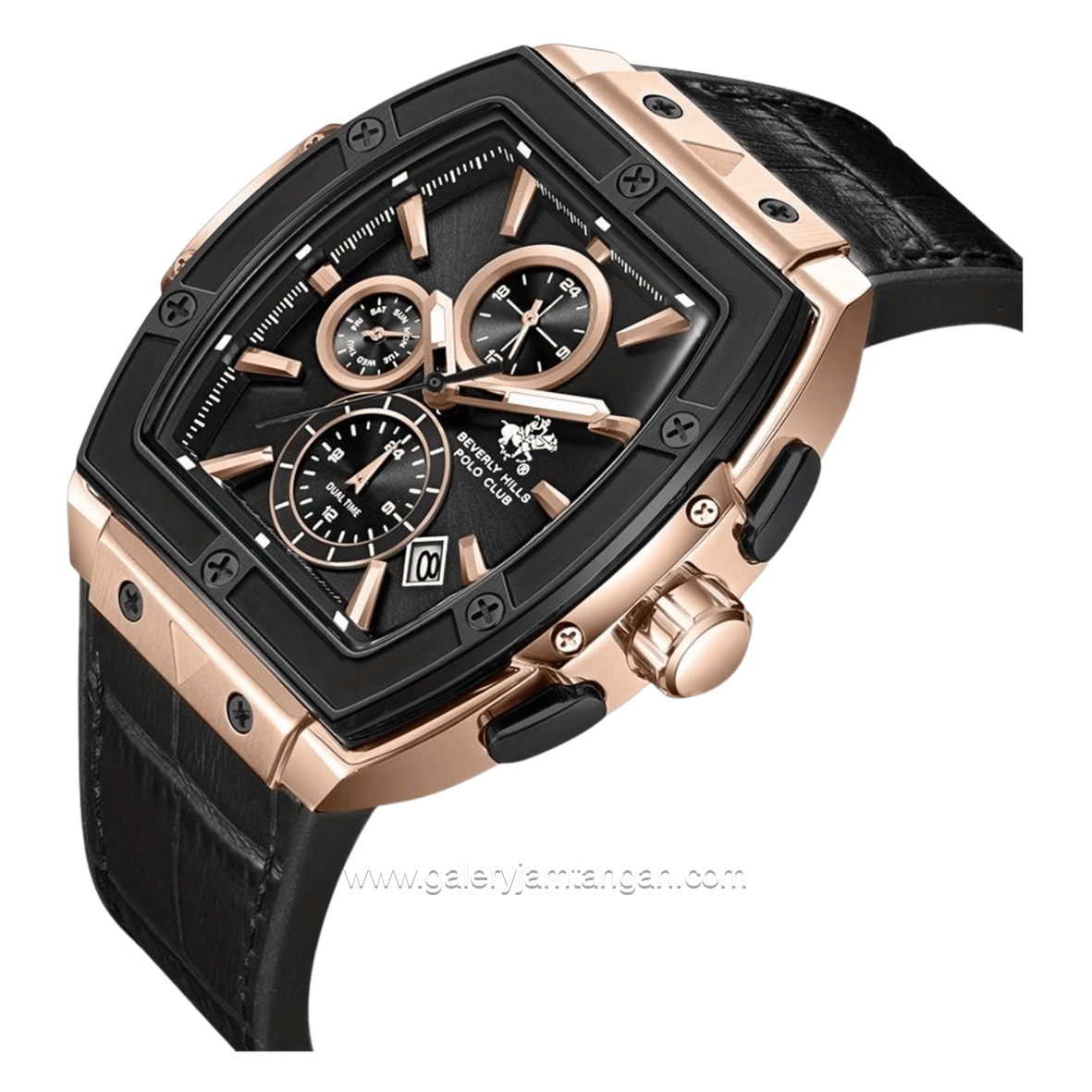 BEVERLY HILLS POLO CLUB BHPC BP3841X.451 Black Leather Silicone Strap