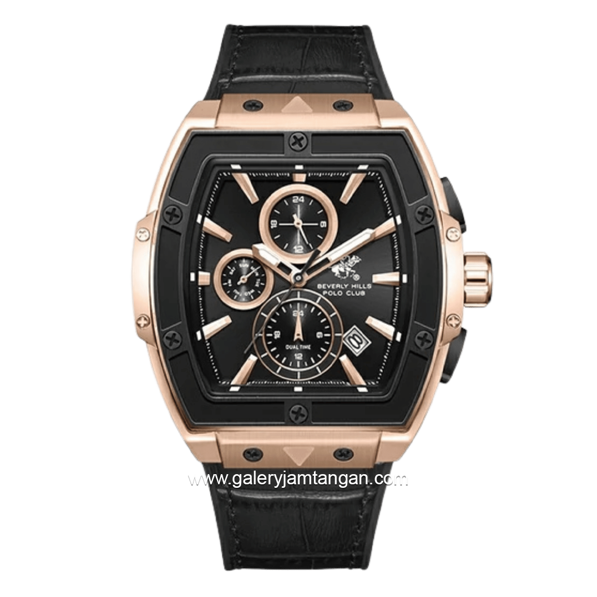 BEVERLY HILLS POLO CLUB BHPC BP3841X.451 Black Leather Silicone Strap