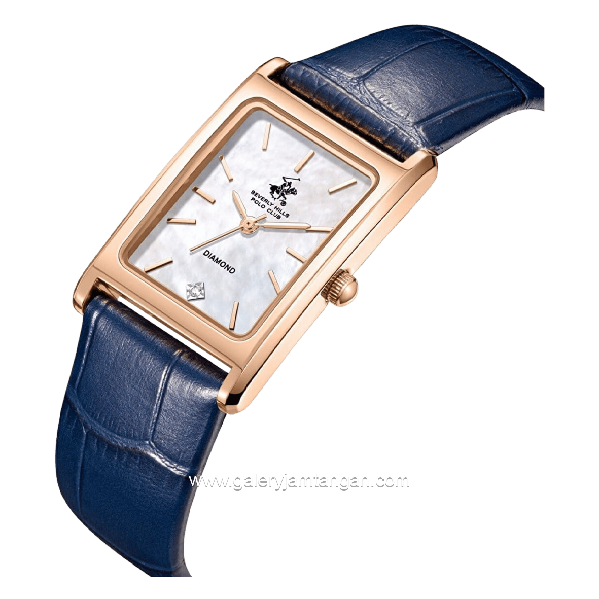 BEVERLY HILLS POLO CLUB BP3843X.429 Blue Rosegold Leather Strap