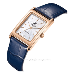 BEVERLY HILLS POLO CLUB BP3843X.429 Blue Rosegold Leather Strap