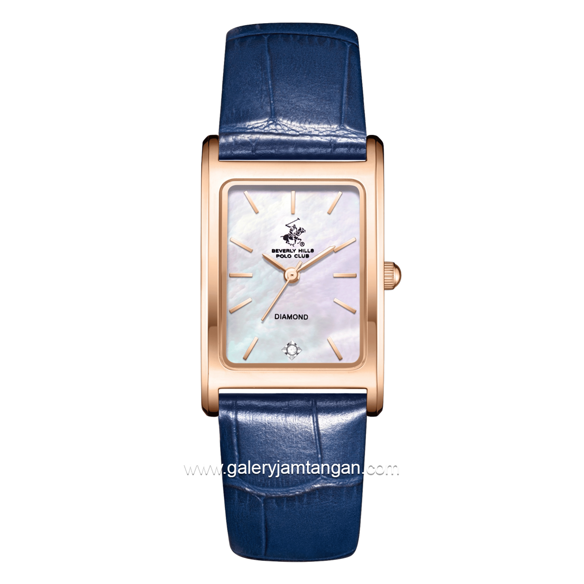 BEVERLY HILLS POLO CLUB BP3843X.429 Blue Rosegold Leather Strap