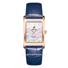 BEVERLY HILLS POLO CLUB BP3843X.429 Blue Rosegold Leather Strap