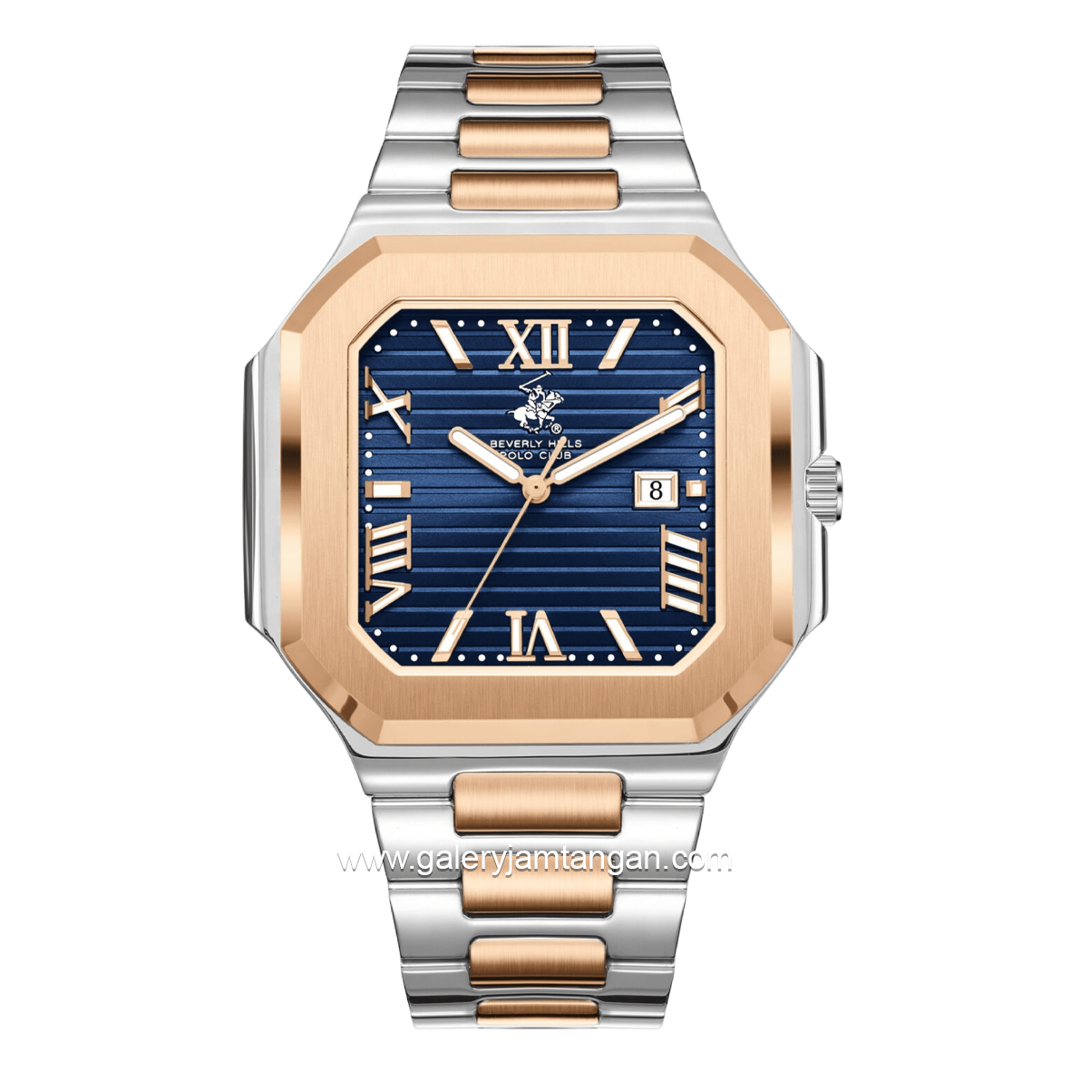 Beverly Hills Polo Club BP3845X.590 Silver Rosegold Dial Blue Stainless Steel Strap