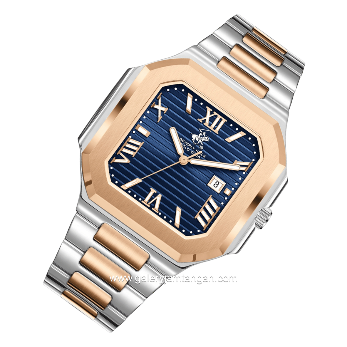 Beverly Hills Polo Club BP3845X.590 Silver Rosegold Dial Blue Stainless Steel Strap