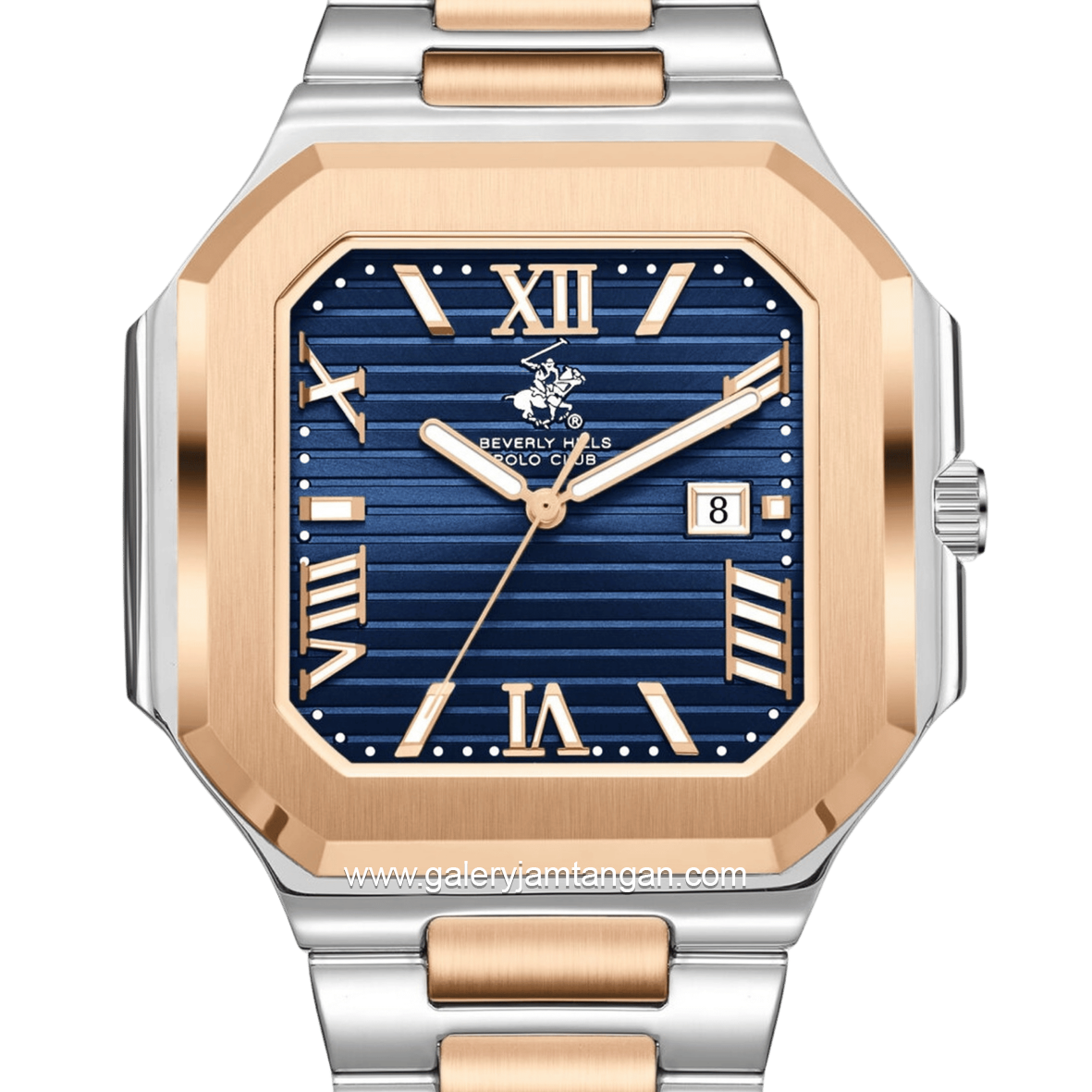 Beverly Hills Polo Club BP3845X.590 Silver Rosegold Dial Blue Stainless Steel Strap
