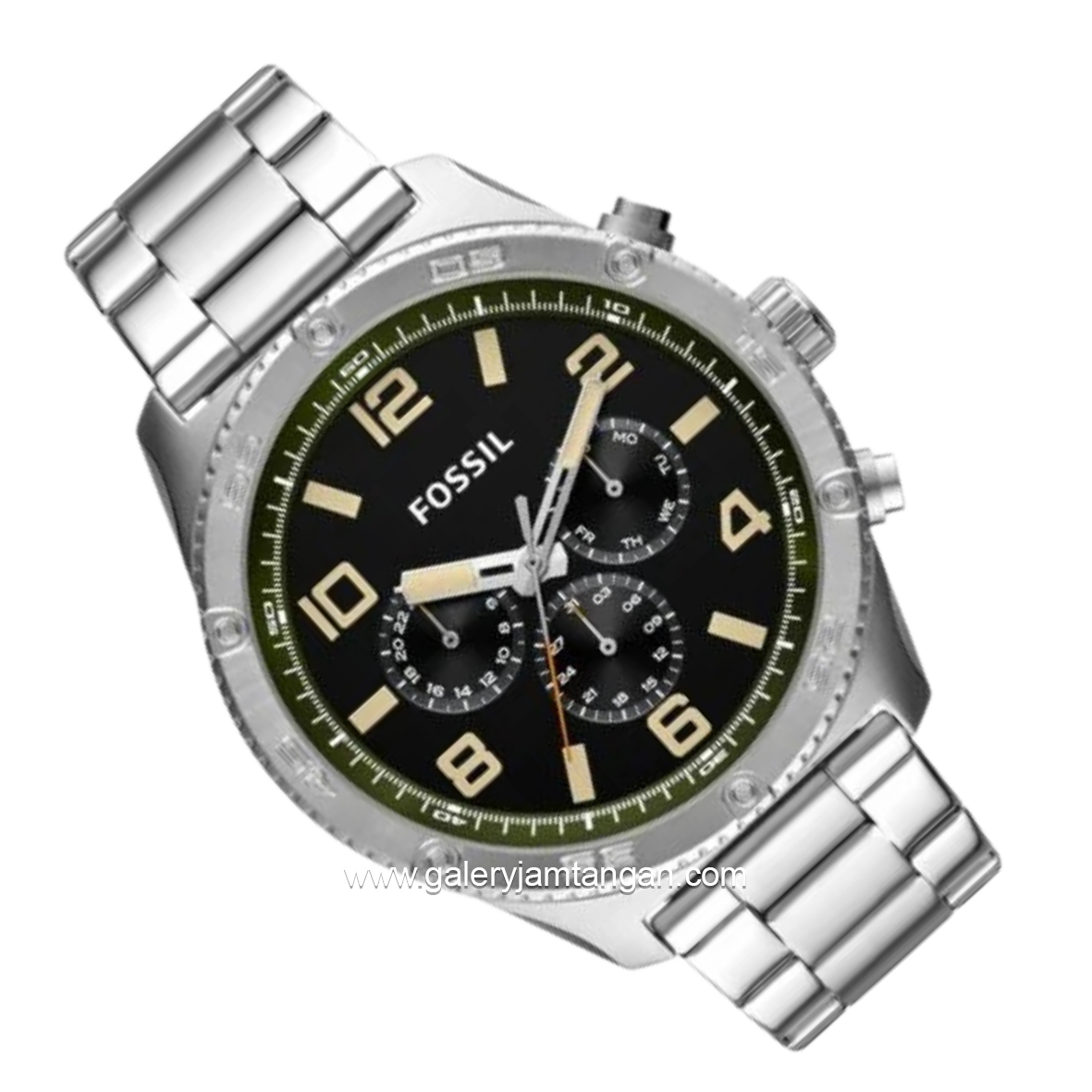 FOSSIL BQ2624 Silver Dial Black Stainless Steel Strap