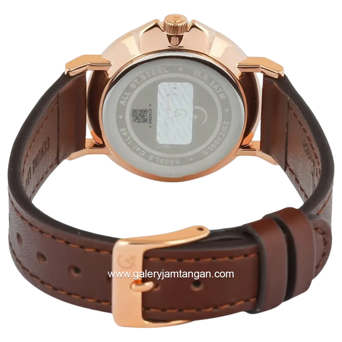 Alexandre Christie AC 8458 MSLRGSL Brown Rosegold Leather Strap