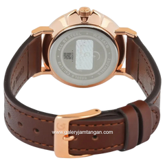 Alexandre Christie AC 8458 MSLRGSL Brown Rosegold Leather Strap