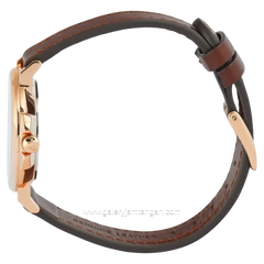 Alexandre Christie AC 8458 MSLRGSL Brown Rosegold Leather Strap