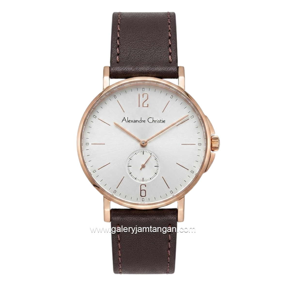 Alexandre Christie AC 8458 LSLRGSL Brown Rosegold Leather Strap