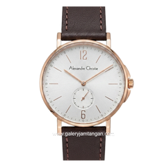 Alexandre Christie AC 8458 MSLRGSL Brown Rosegold Leather Strap
