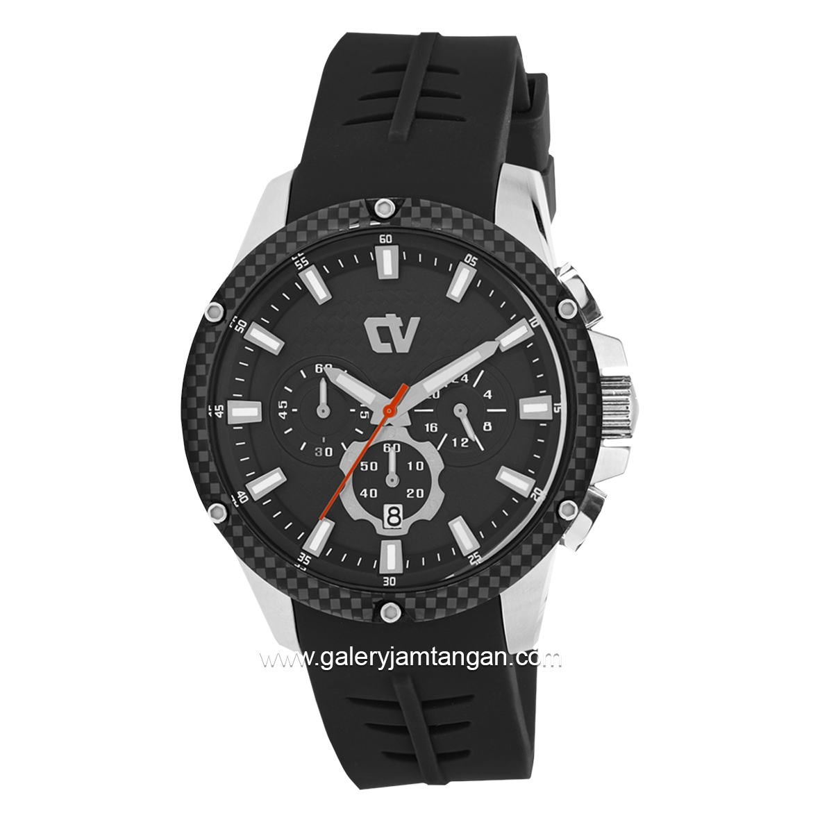 CHRIST VERRA CV 71181G-30 BLK Black Silver Rubber Strap