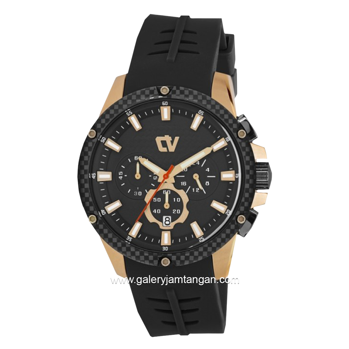 CHRIST VERRA CV 71181G-38 BLK Black Rosegold Rubber Strap