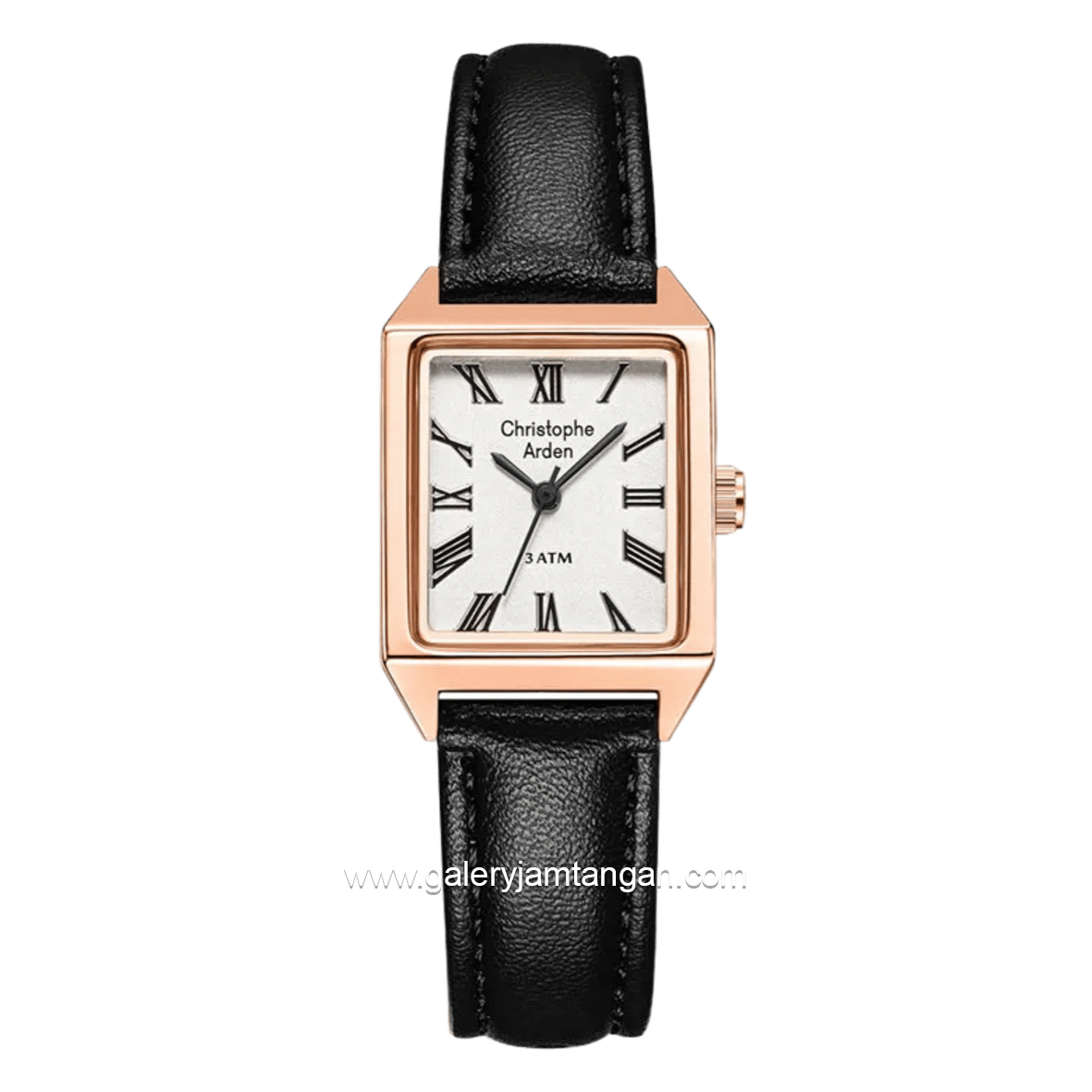 Christophe Arden CA 1004 LH LRGSL2 Black Rosegold Dial White Leather Strap