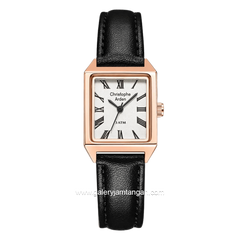 Christophe Arden CA 1004 LH LRGSL2 Black Rosegold Dial White Leather Strap
