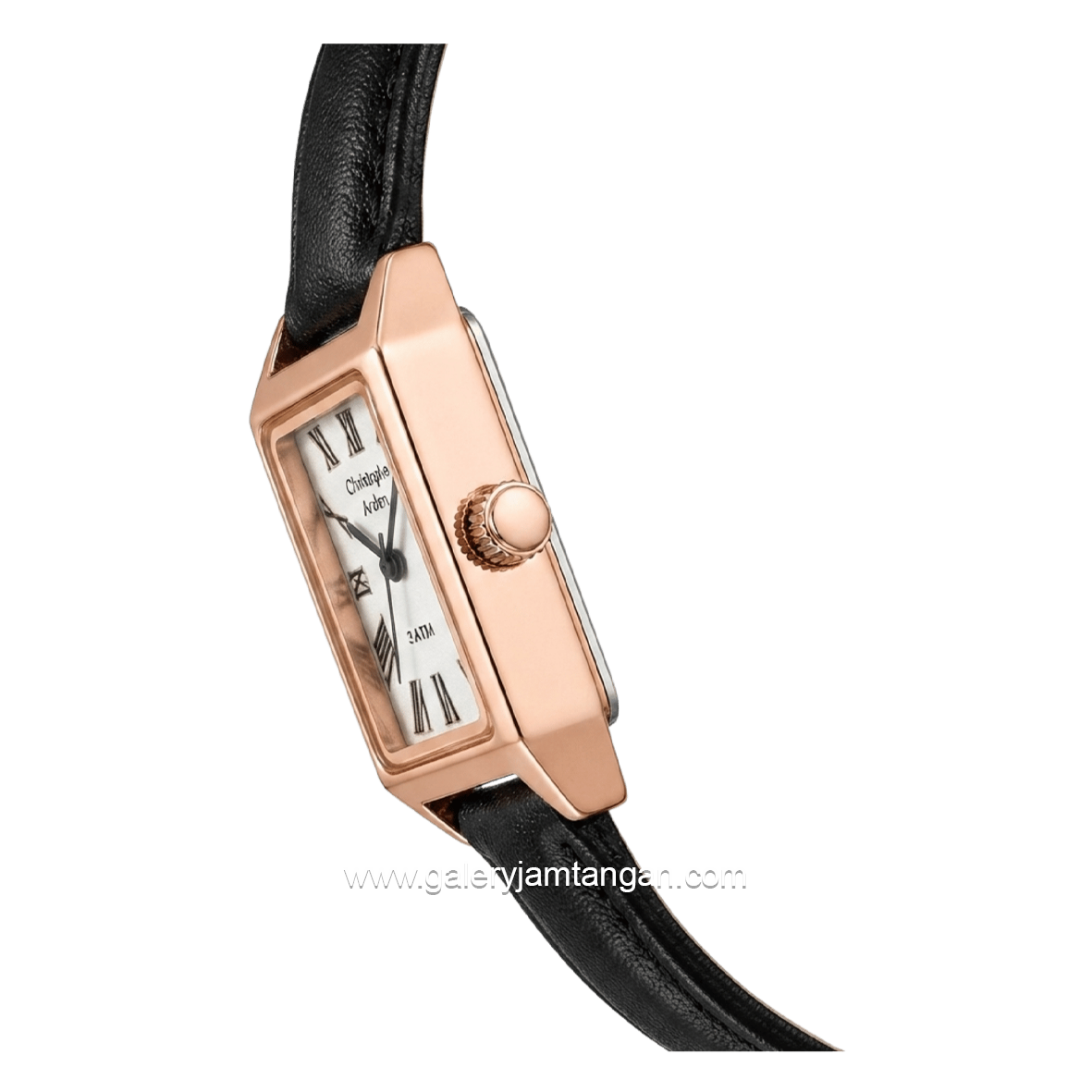 Christophe Arden CA 1004 LH LRGSL2 Black Rosegold Dial White Leather Strap