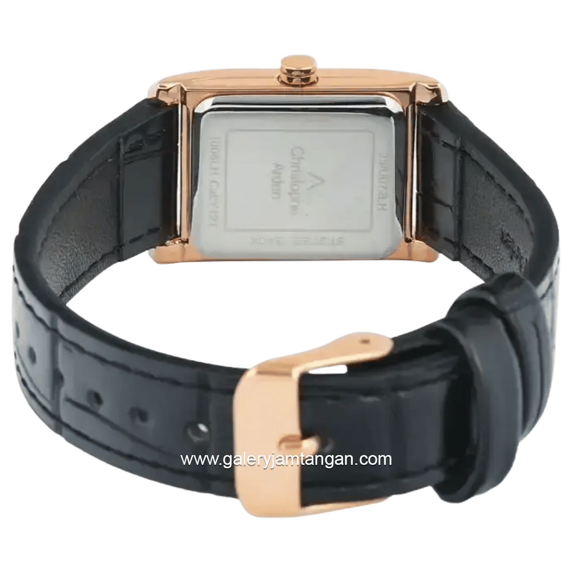 Christophe Arden CA 1006 LH LRGSL Black Rosegold Dial White Leather Strap