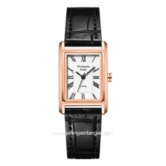 Christophe Arden CA 1006 LH LRGSL Black Rosegold Dial White Leather Strap
