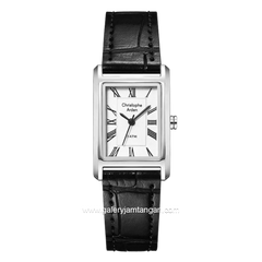 Christophe Arden CA 1006 LH LSSSL Black Silver Dial White Leather Strap