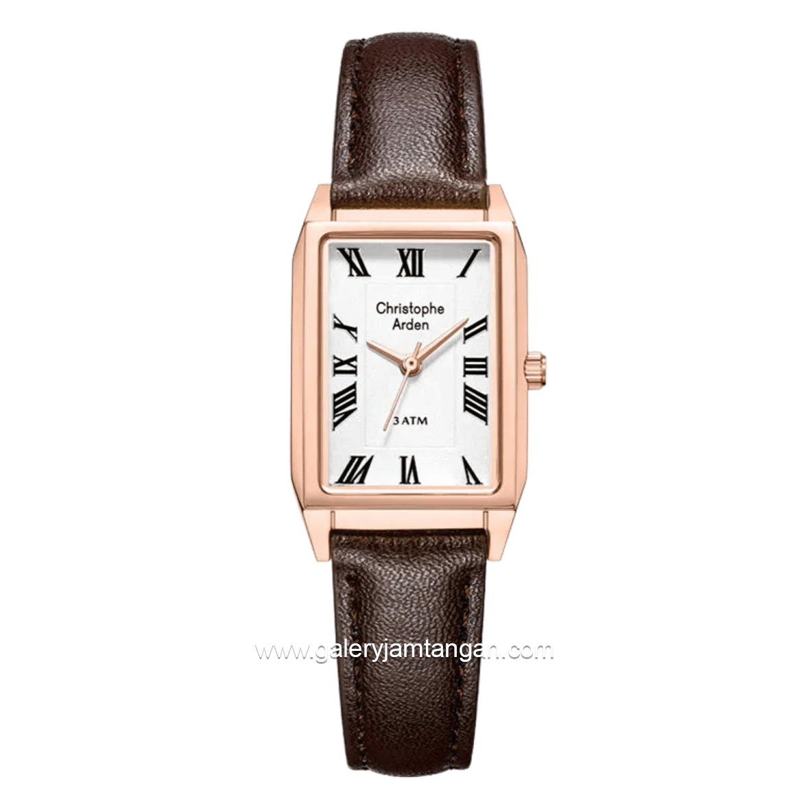 Christophe Arden CA 1007 LH LRGSL  Brown Rosegold Dial White Leather Strap