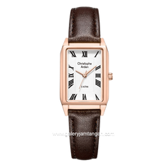 Christophe Arden CA 1007 LH LRGSL  Brown Rosegold Dial White Leather Strap