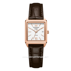 Christophe Arden CA 2003 LD LRGSLBO Brown Rosegold Dial White Leather Strap