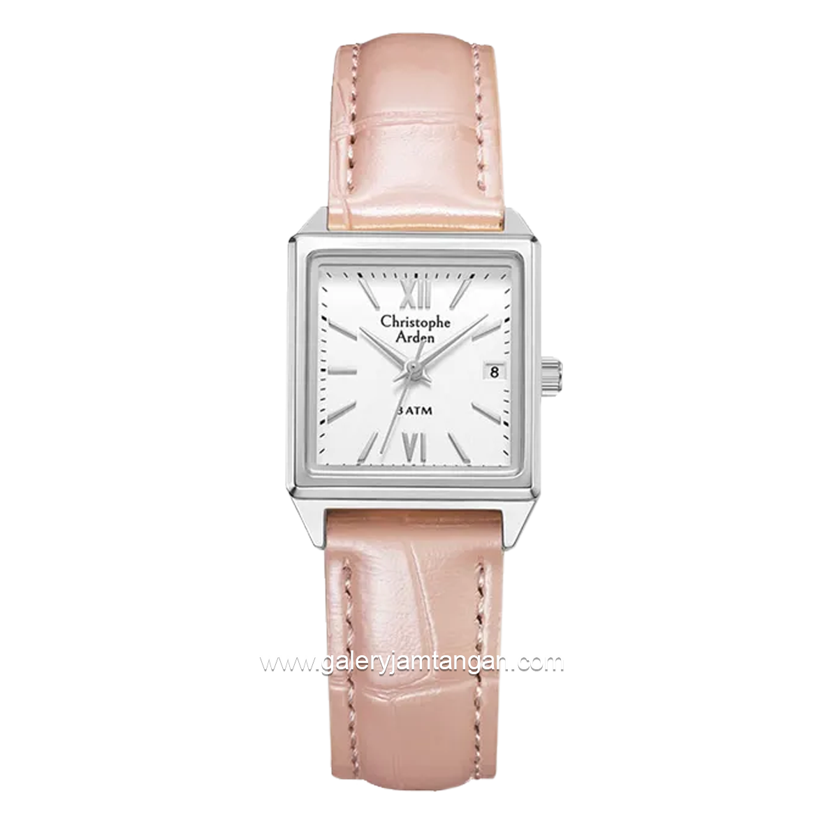 Christophe Arden CA 2003 LD Pink Silver Dial White Leather Strap