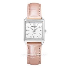 Christophe Arden CA 2003 LD Pink Silver Dial White Leather Strap