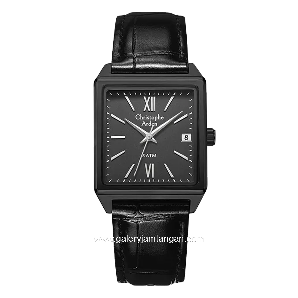 Christophe Arden CA 2003 MD Black Hour Marker Silver Leather Strap