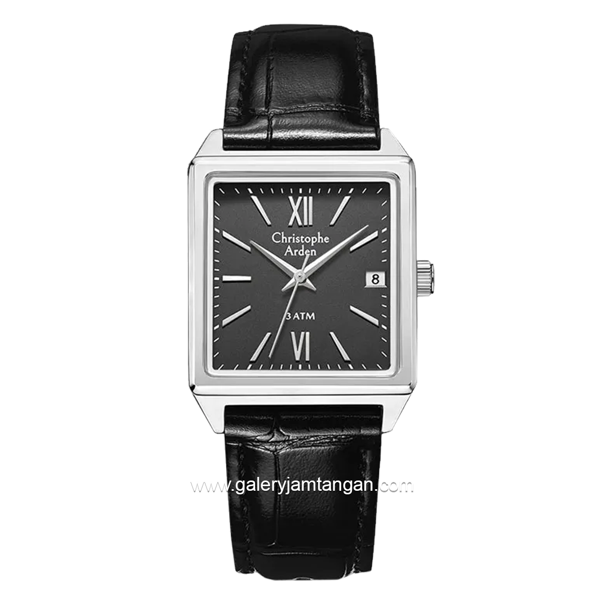 Christophe Arden CA 2003 MD Black Silver Leather Strap