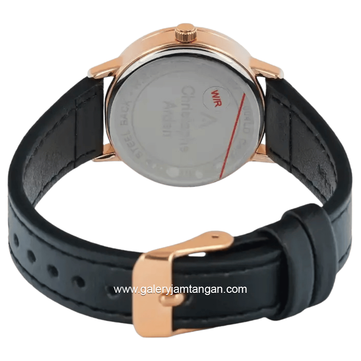 Christophe Arden CA 2004 LD LRGSL Black Rosegold Dial White Leather Strap