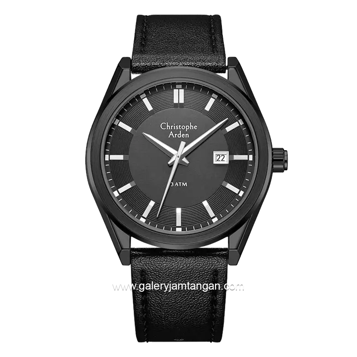Christophe Arden CA 2005 MD Black Hour Marker White Leather Strap