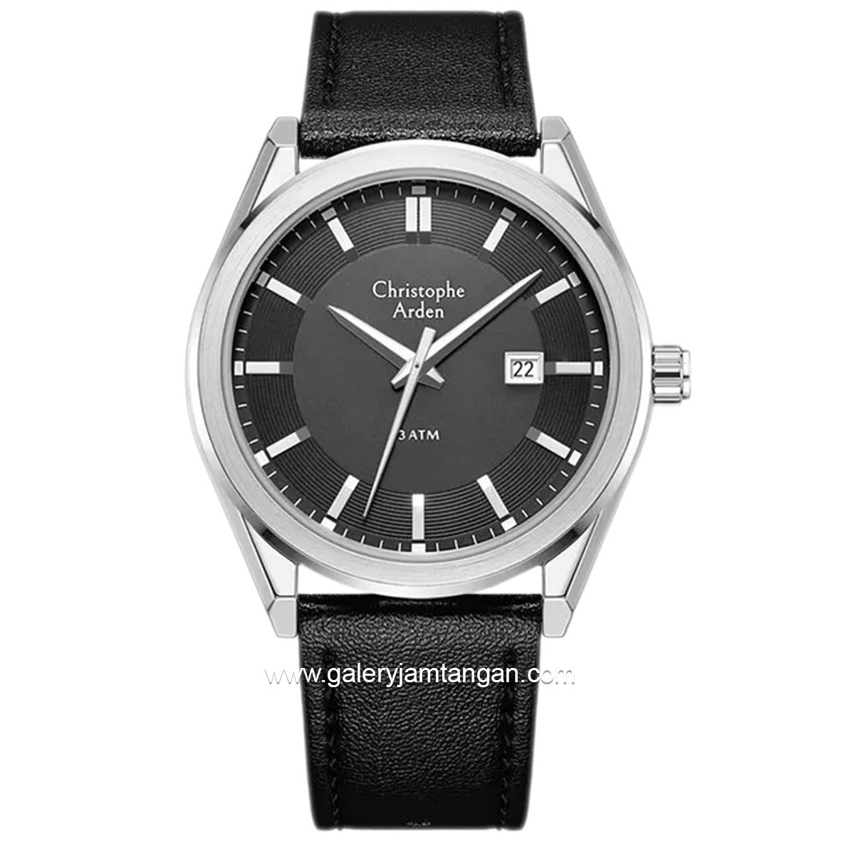 Christophe Arden CA 2005 MD Black Silver Dial Black Leather Strap