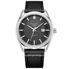 Christophe Arden CA 2005 MD Black Silver Dial Black Leather Strap