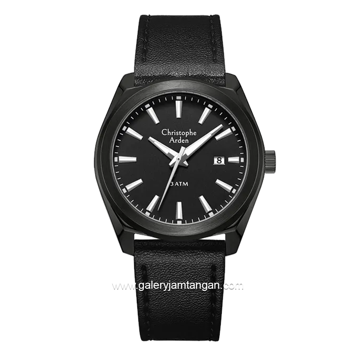 Christophe Arden CA 3001 MD Black Hour Marker White Leather Strap