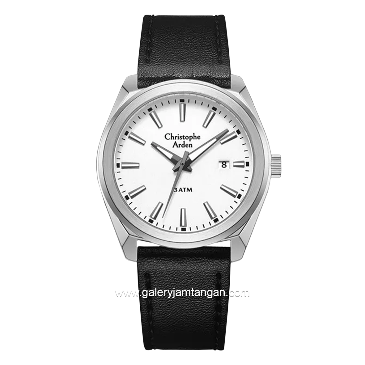 Christophe Arden CA 3001 MD Black Dial White Leather Strap