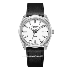 Christophe Arden CA 3001 MD Black Dial White Leather Strap
