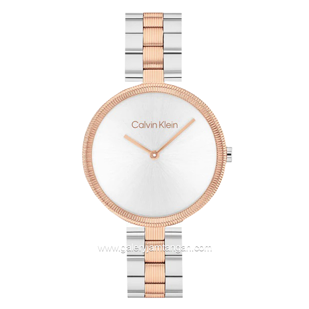 CALVIN KLEIN 25100040 Silver Rosegold Dial White Stainless Steel