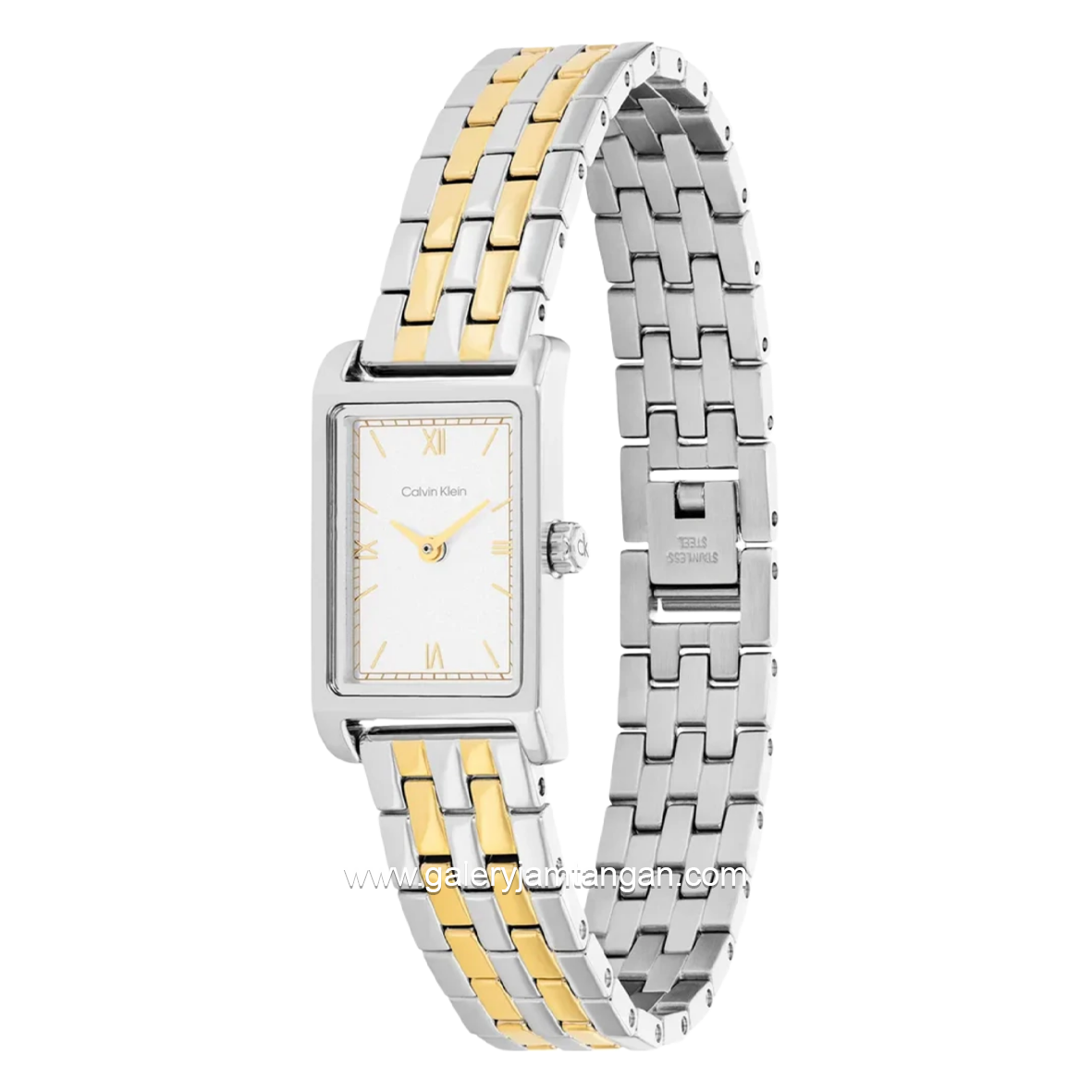CALVIN KLEIN 25100199 LIGHT Dial White Gold Silver Stainless Steel Strap