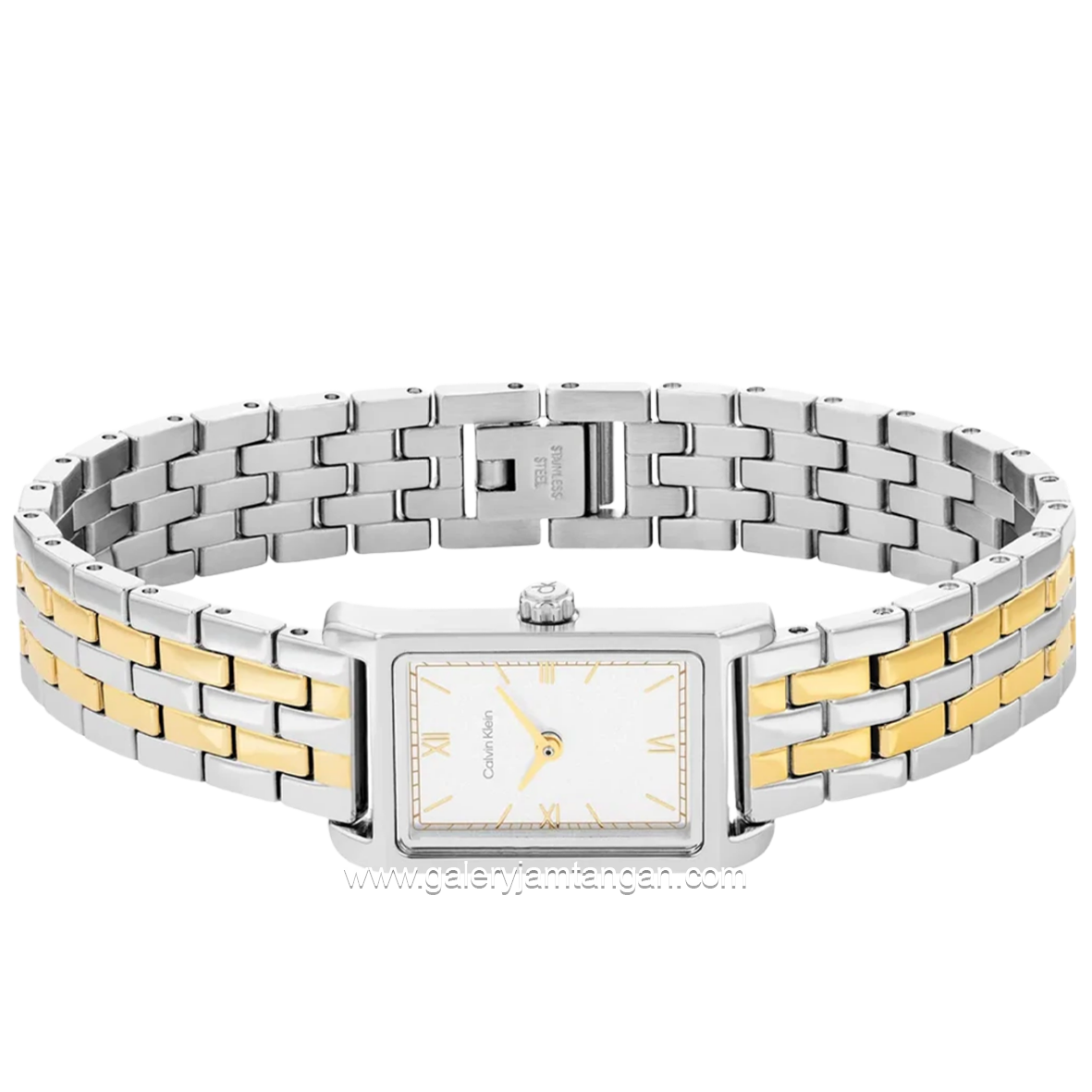 CALVIN KLEIN 25100199 LIGHT Dial White Gold Silver Stainless Steel Strap