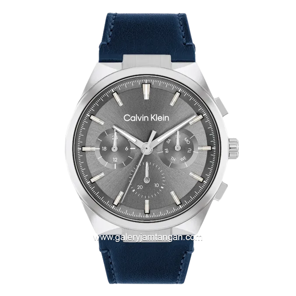 CALVIN KLEIN 25200444 Blue Dial Grey Leather Strap