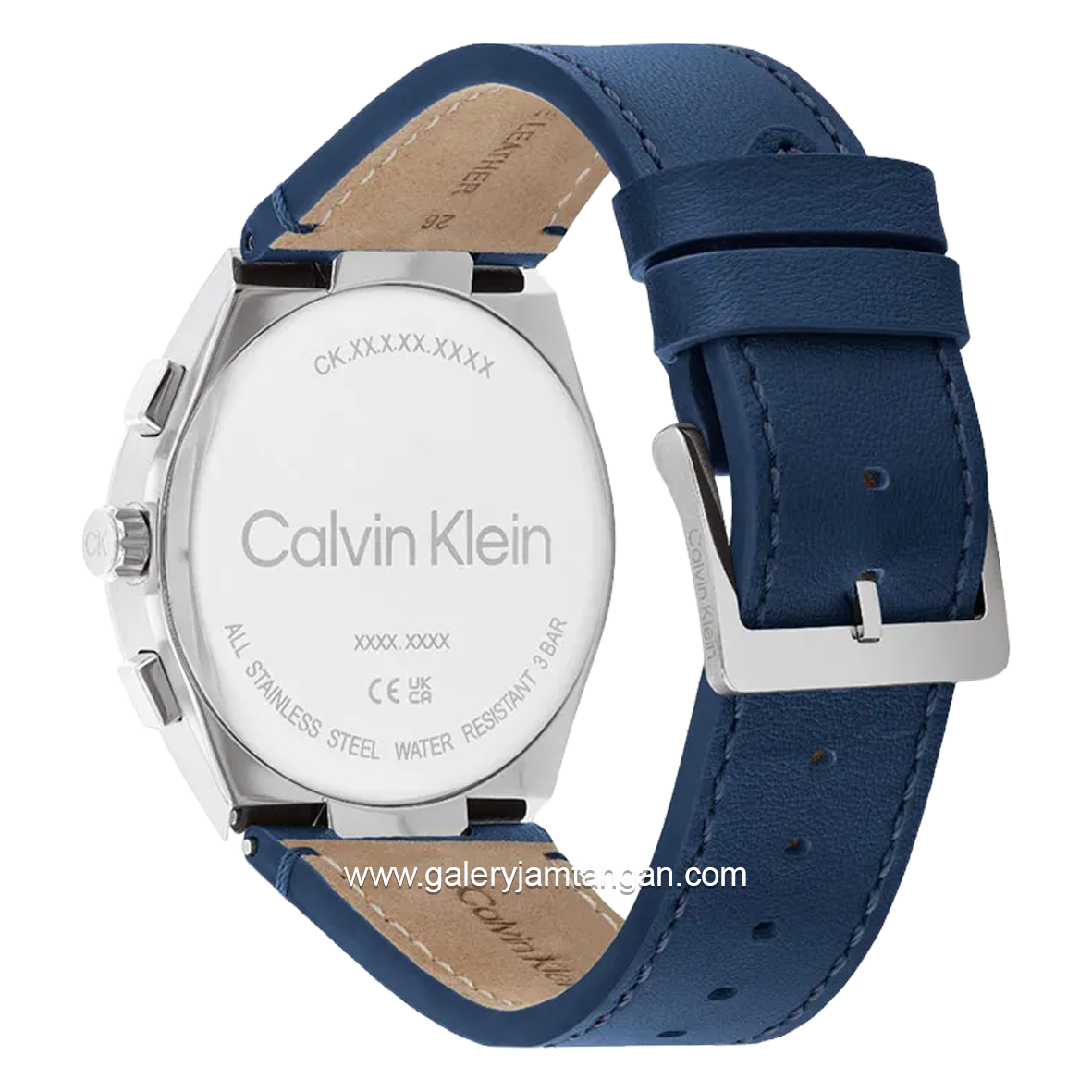 CALVIN KLEIN 25200444 Blue Dial Grey Leather Strap