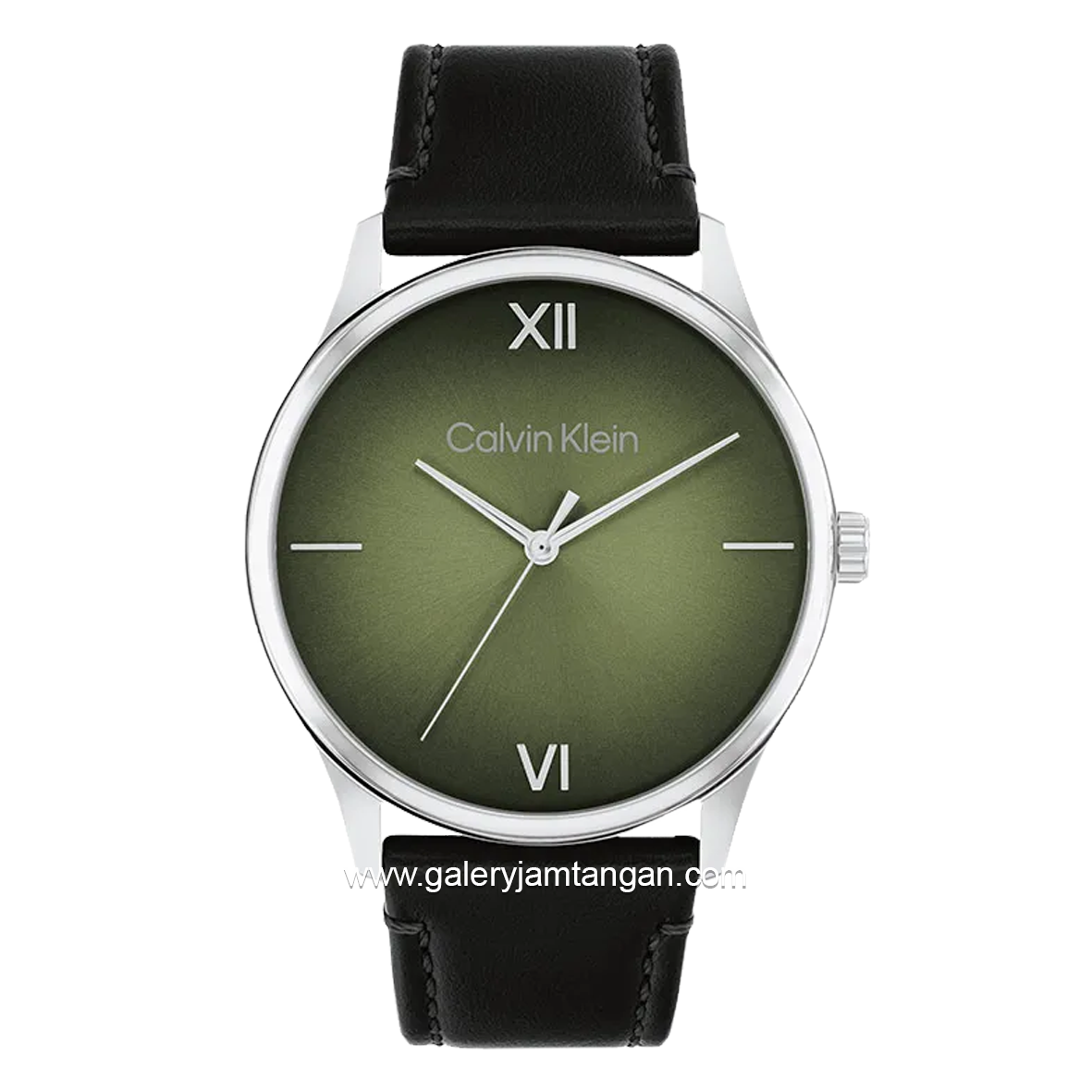CALVIN KLEIN 25200454 Black Dial Green Leather Strap
