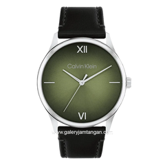 CALVIN KLEIN 25200454 Black Dial Green Leather Strap