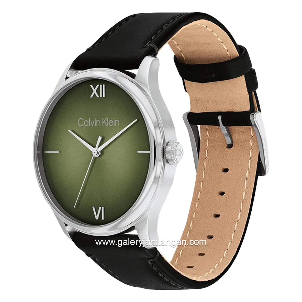 CALVIN KLEIN 25200454 Black Dial Green Leather Strap