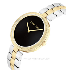 CALVIN KLEIN 25100012 Silver Gold Dial Black Stainless Steel